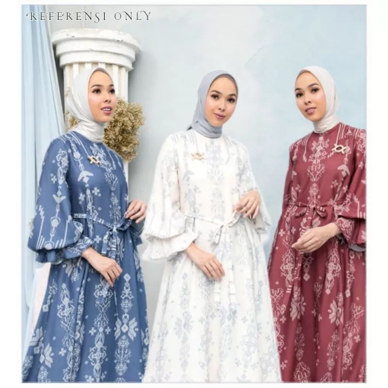 LINGGA DRESS GAMIS LEBARAN PESTA DRESS MEWAH MOTIF LOOK LIKE WEARING KLAMBY RAFFLESIA DRESS
