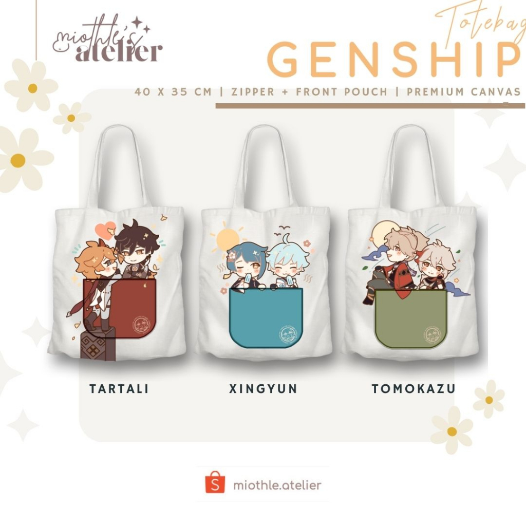 Genshin Impact Ship Totebag Fan Merch Tartali / Tomokazu / Xingyun / Childe x Zhongli / Tomo x Kazuh