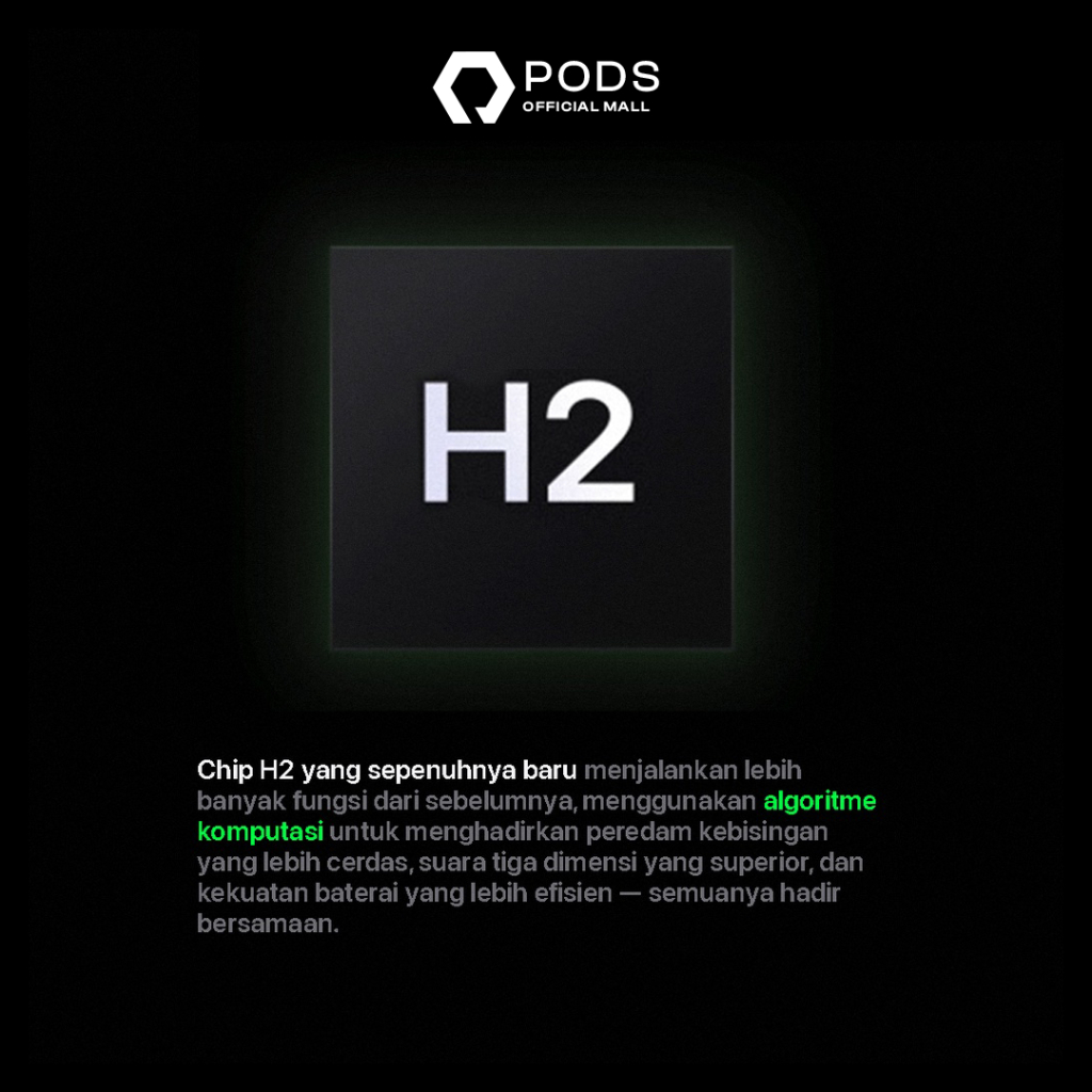 ThePods PRO 2nd Generation / Pro 2 2024 - With H2 chip Wireless Charging Case - (IMEI &amp; Serial Number Detectable) - Final Upgrade Version 9D Hifi Stereo TWS Headset Earphone Earbuds - Headphone 9D Spatial Audio - By PodsIndonesiaaaa