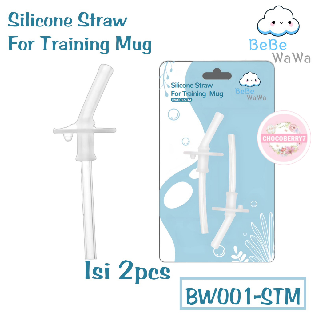 BebeWawa Silicone Straw Refill 2pcs For Training Mug Sedotan Silikon Bebe Wawa isi 2 Baby Kids Drinking Cup