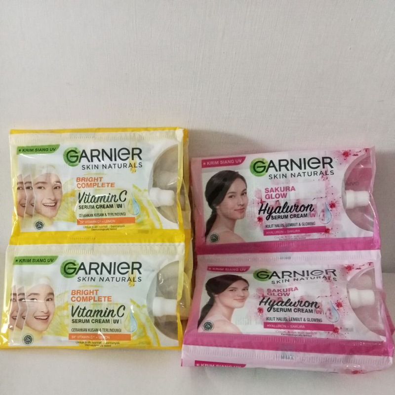 1renteng isi 12Sachet Garnier Cream Bright Complete&amp; Sakura Glow