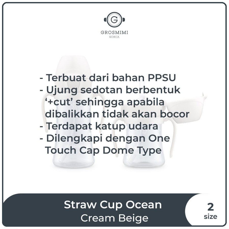 Grosmimi PPSU Ocean Straw Cup | Botol Minum Anak