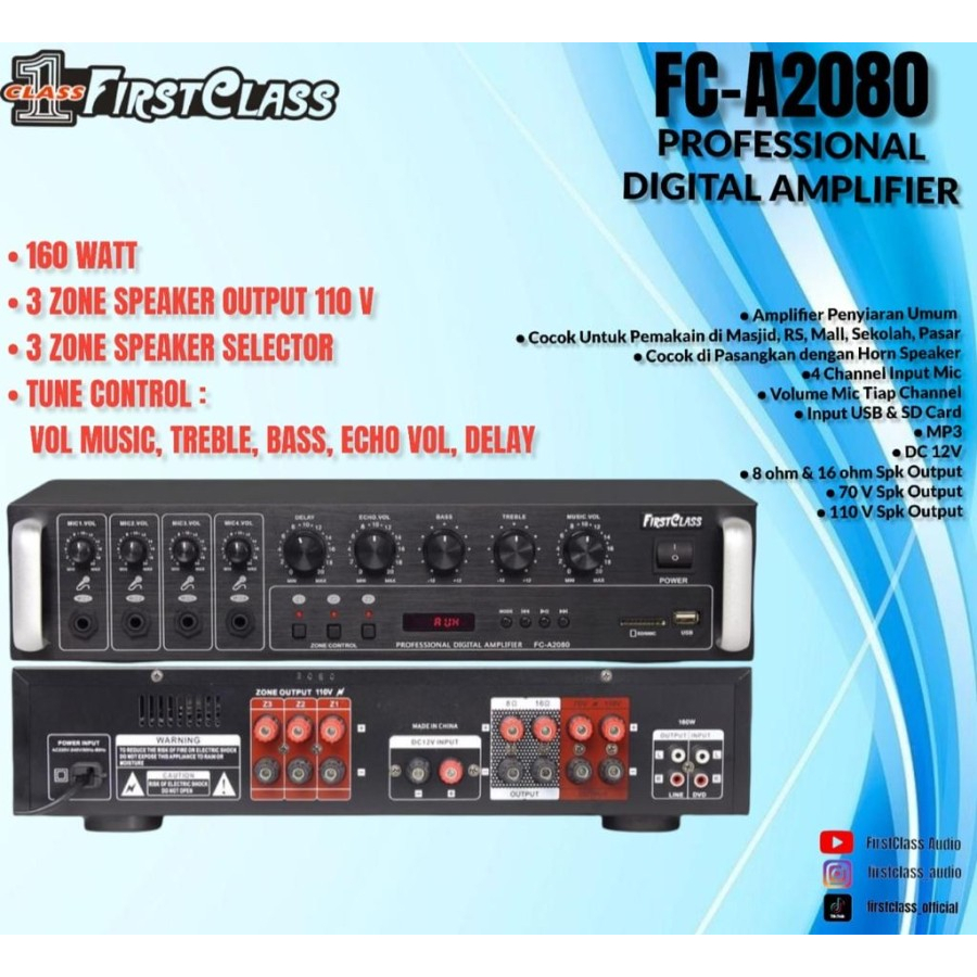 Amplifier Firstclass FC A 2080 Original Ampli Masjid FC A2080