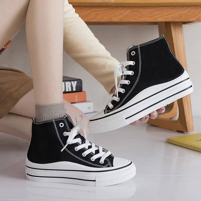 AVANCEID 1824 Sepatu Sneakers Boots Wanita Sekolah Kerja Putih Hitam Import