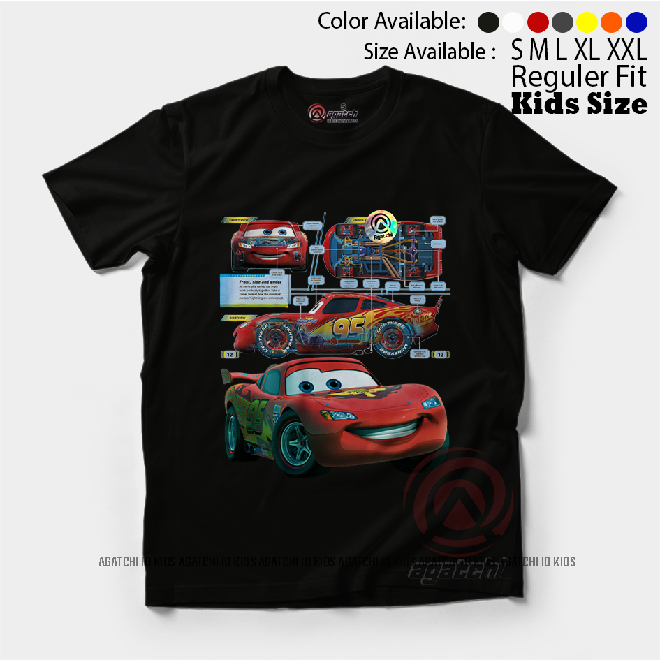 Kaos Atasan Anak Laki - Laki Agatchi Cars Lightning McQueen - New Cars