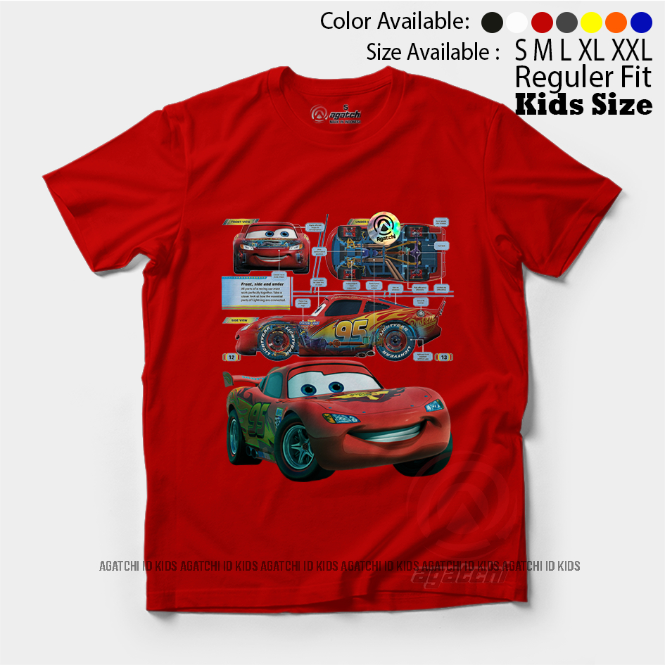 Kaos Atasan Anak Laki - Laki Agatchi Cars Lightning McQueen - New Cars