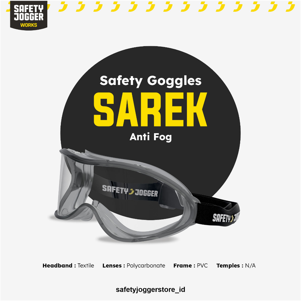 SAFETY GOGGLES CLEAR ANTI FOG - SAREK