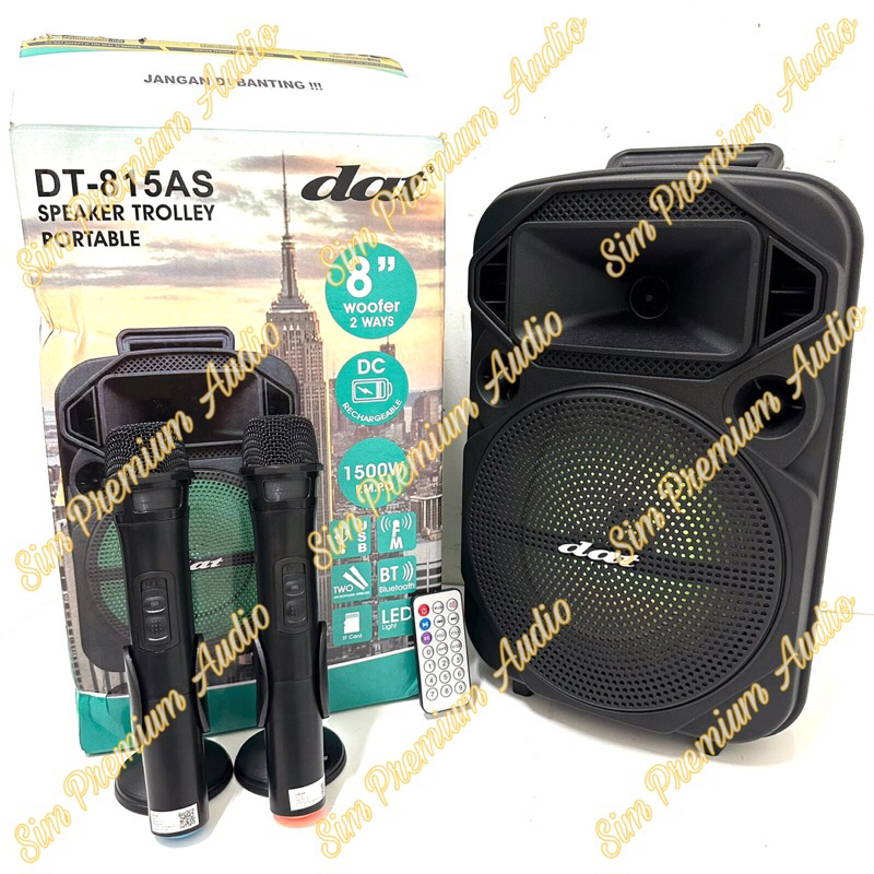 SPEAKER PORTABLE DAT 8 INCH DT815 AS 2 MIC WIRELESS