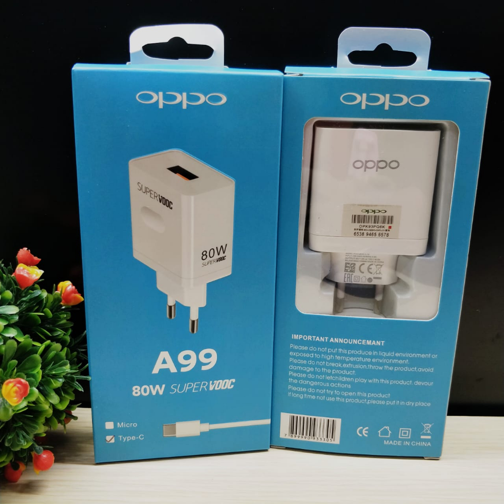 sale cuci gudang Charger oddo A99 80W Super Vooc Power Adapter + kabel micro dan type-c
