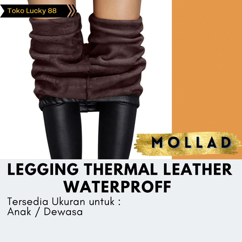 IMPORT MOLLAD Legging Leather Celana Legging Thermal Kulit Velvet Bulu Fur