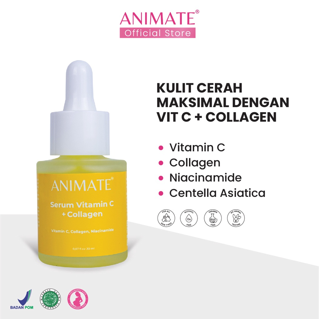 ANIMATE WHITENING FACIAL | VITAMIN C + COLLAGEN | GOLD 24K | DARK SPOT + WHITENING | RICH NUTRITION | GLOWING BARRIER FACIAL SERUM 20ML