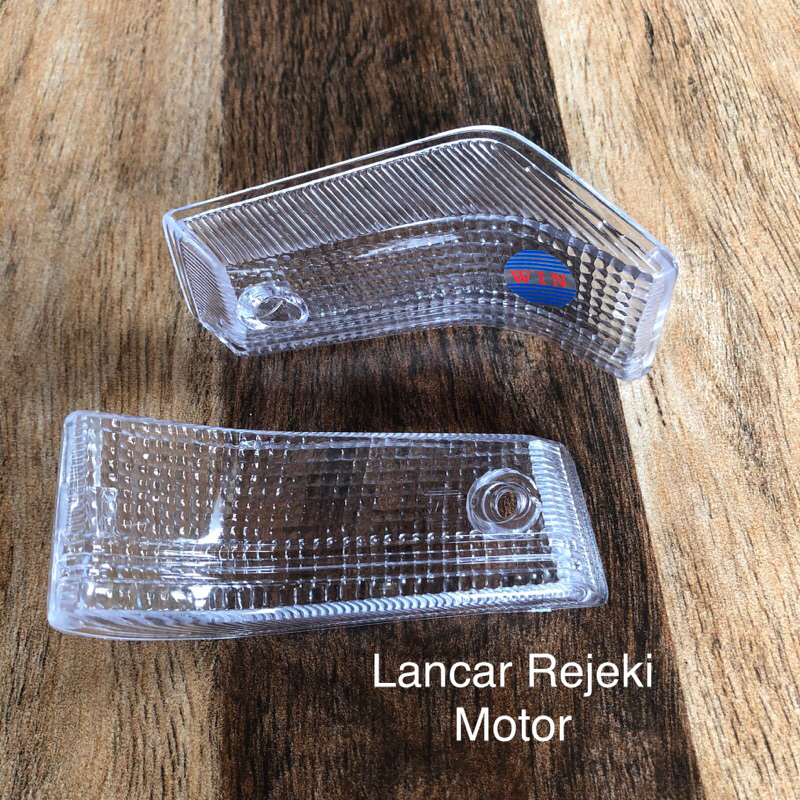 Sepasang Kaca Mika Reting Sein Depan Putih Suzuki RC RC100 DK Bravo