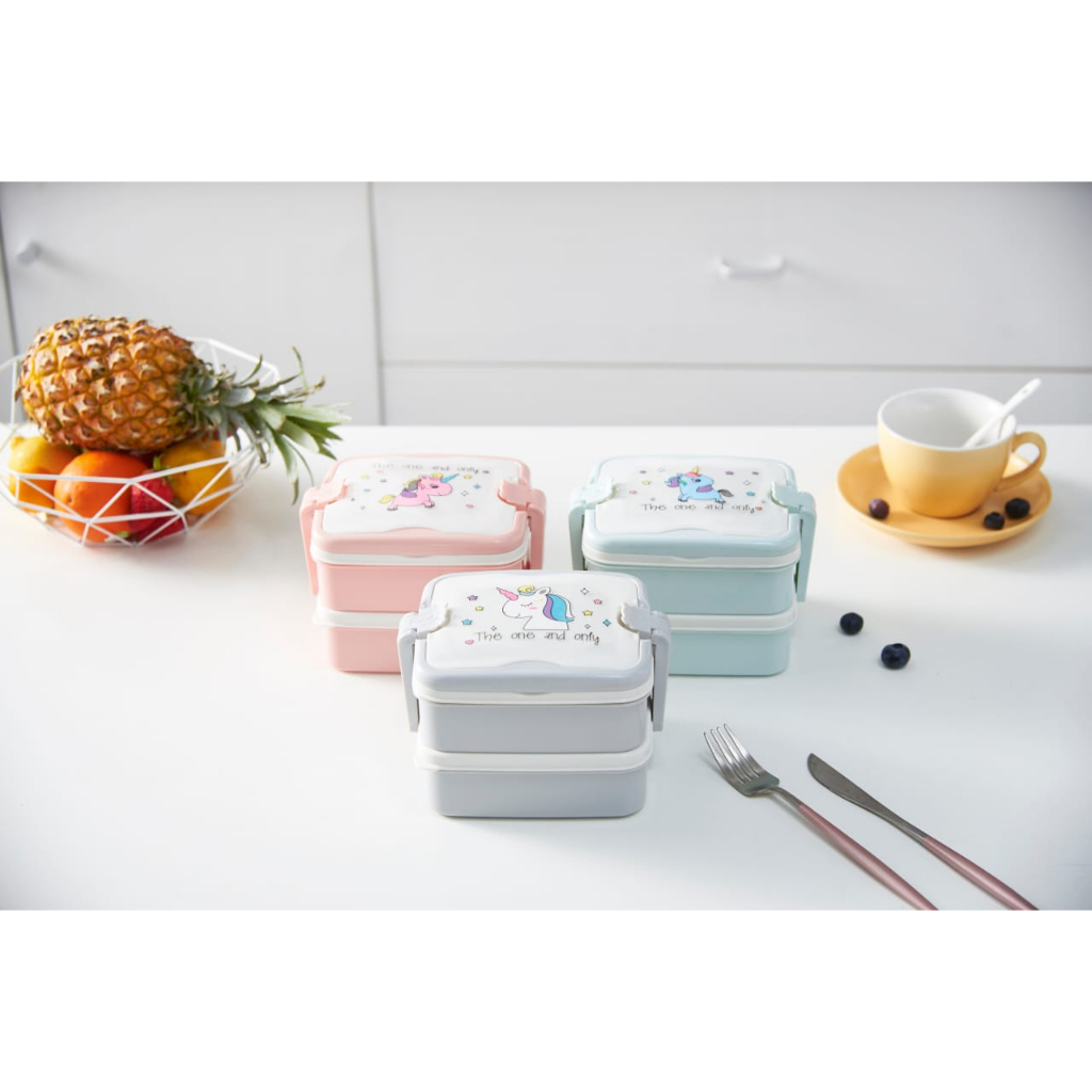 DEOS KOTAK BEKAL/LUNCH BOX 2 SUSUN UNICORN FOOD GRADE KODE 6301&quot; TERBARU&quot;