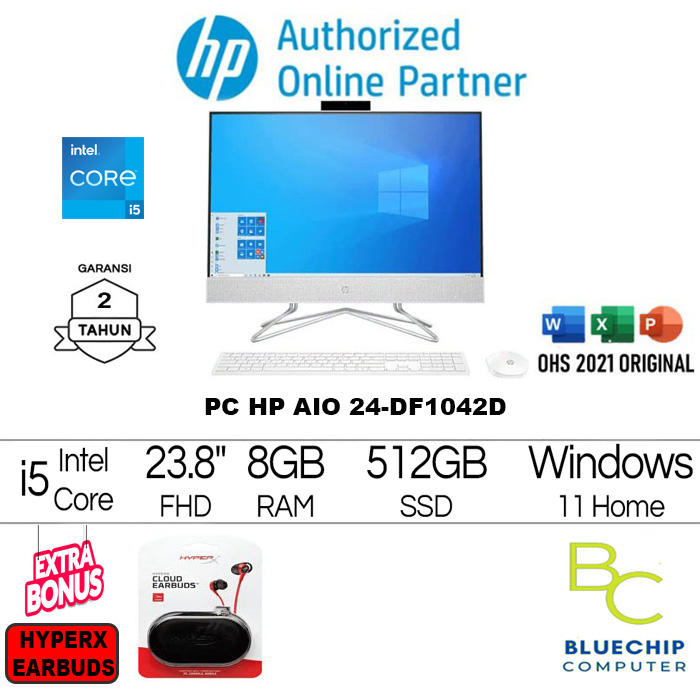 PC HP AIO 24-DF1042D - i5-1135G7 8GB 512GB SSD 23.8" FHD Win11 + OHS