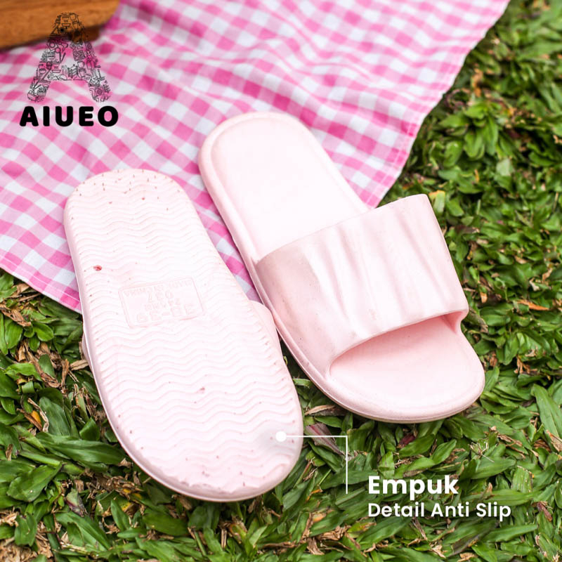 Sandal Wanita Kekinian Import Korea - Sandal Kamar Rumah Karet Kamar Mandi Empuk Anti Slip EVA 834 - Warna Hitam Pink Putih