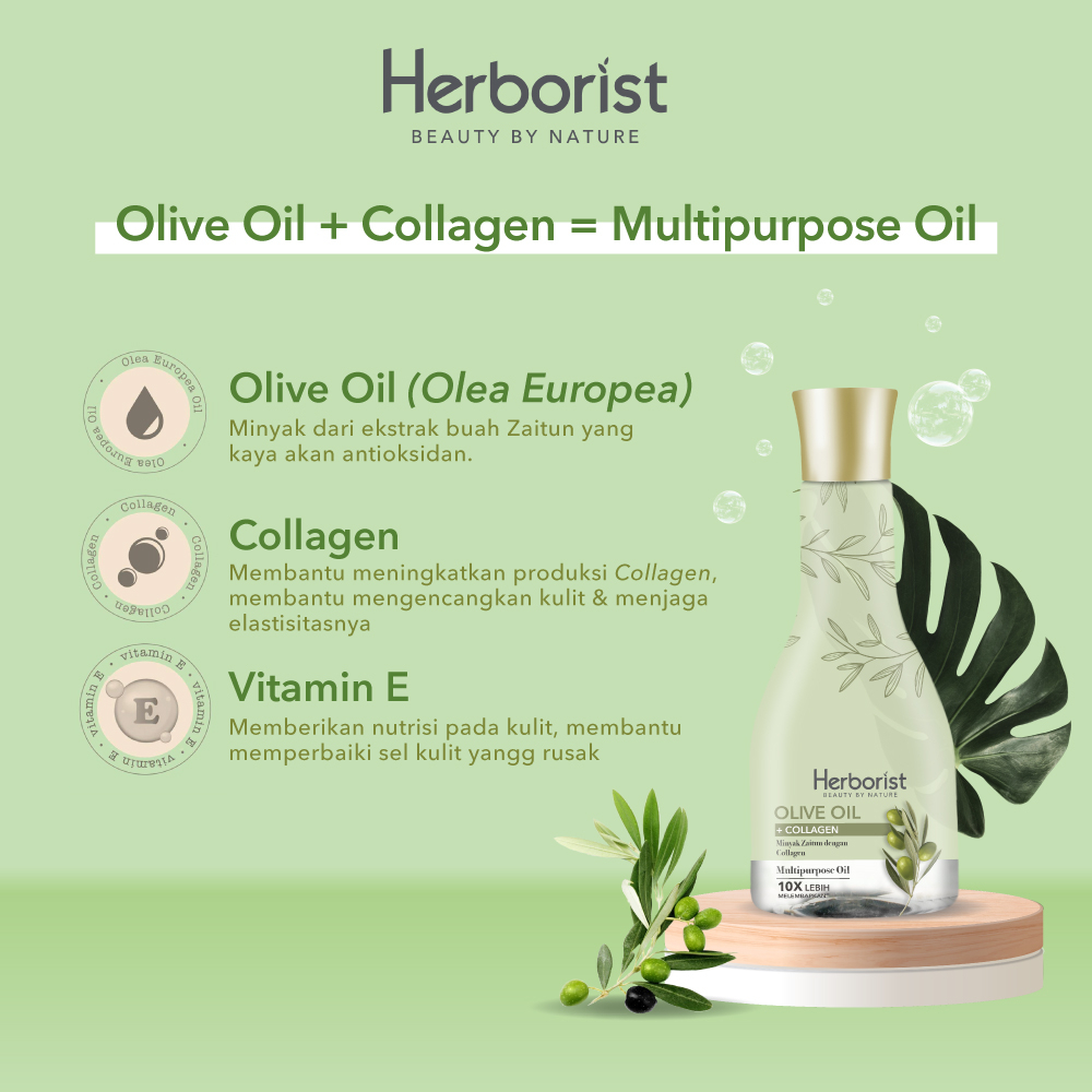 Herborist Minyak Zaitun + Collagen Body Oil Melembabkan Kulit Olive Oil Herborist