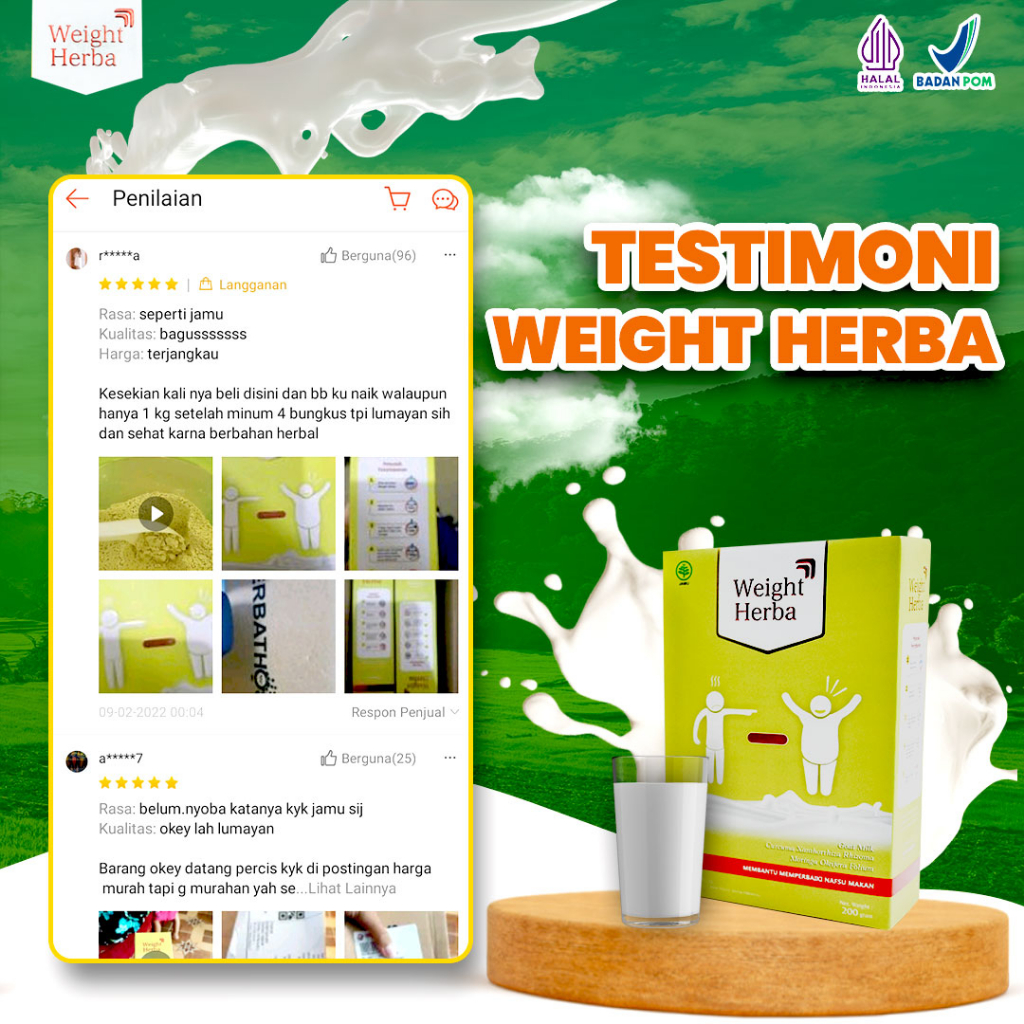 WEIGHT HERBA 100% Original | Susu Penggemuk &amp; Penambah Berat Badan | Tingkatkan Nafsu Makan | COD Gratis Ongkir