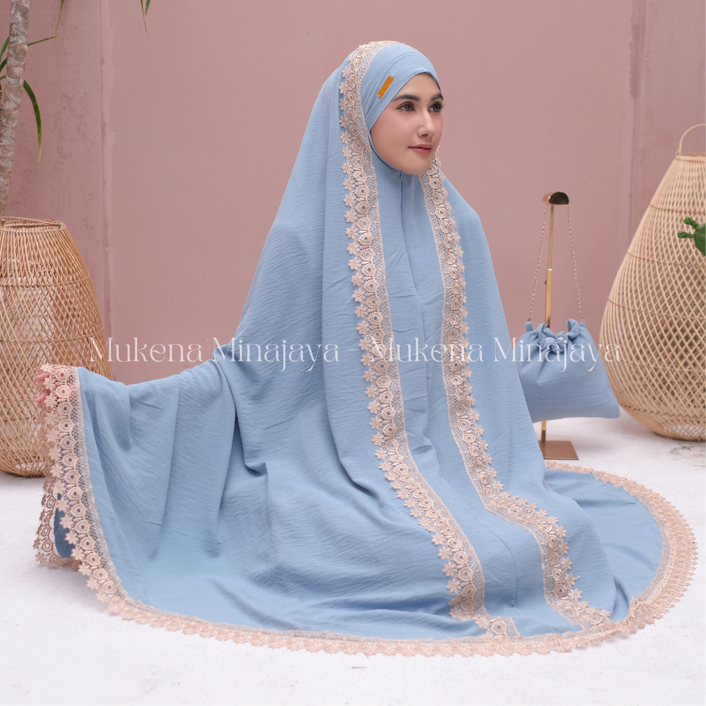 MINAJAYA - Mukena Lesti Dewasa 3IN1 Renda Traveling Bahan Crinkle Airflow Premium