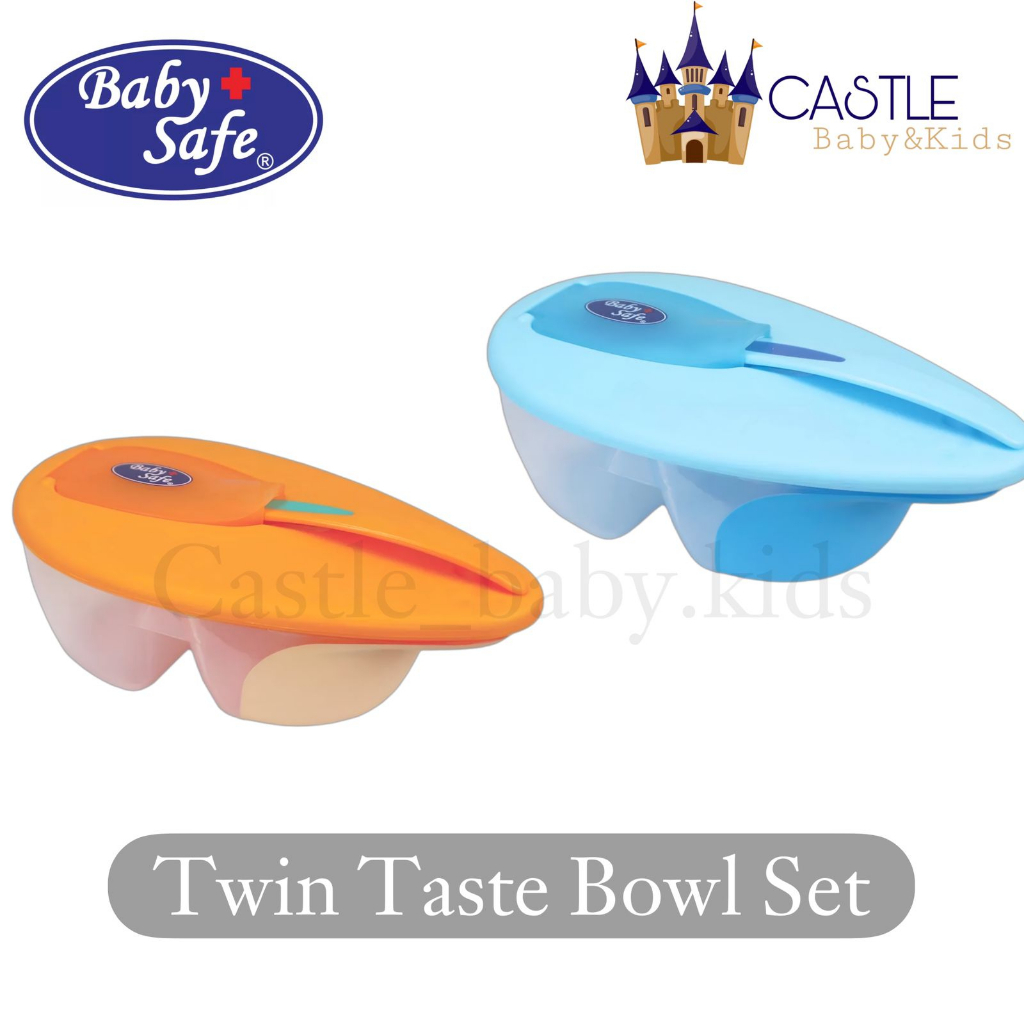 Baby Safe Lunch Box Sekat 2 - FB001 Twin Taste Bowl Set With Heat Sensing Spoon