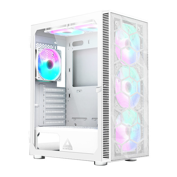 Case MONTECH X3 MESH BLACK / WHITE ATX | 6X FAN FRGB Tempered Glass