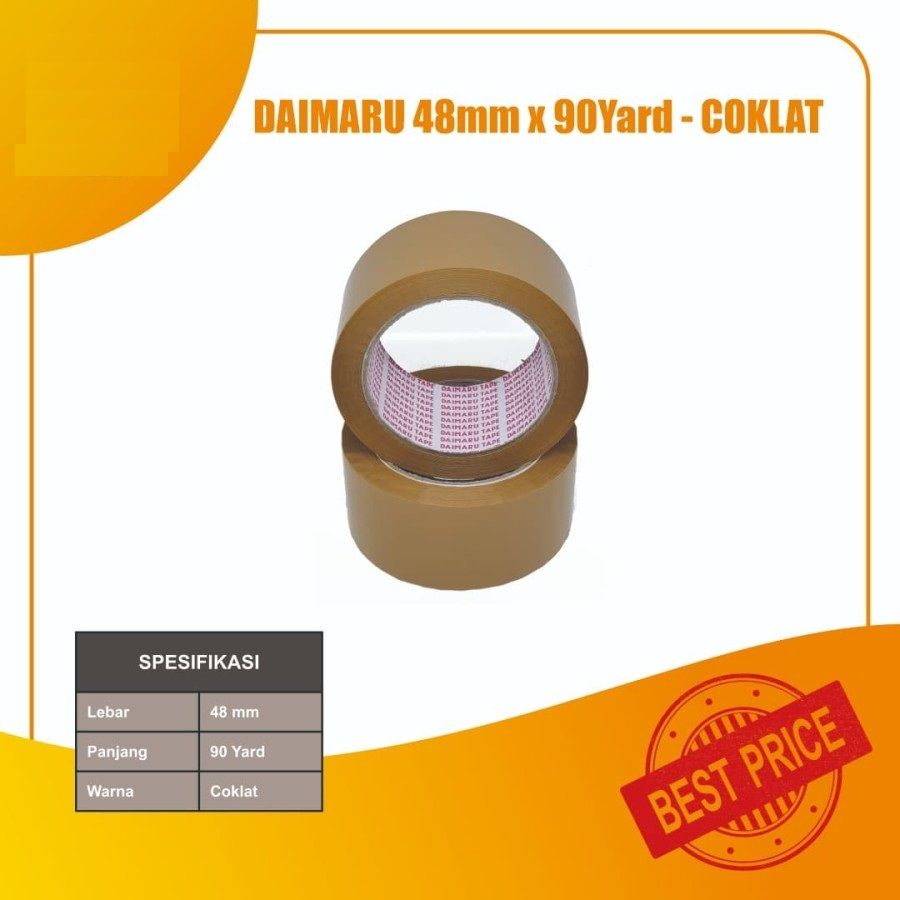 

Lakban DAIMARU Coklat 2 Inch In 48mm x 90 Yard Isolasi Solatip Tape Original