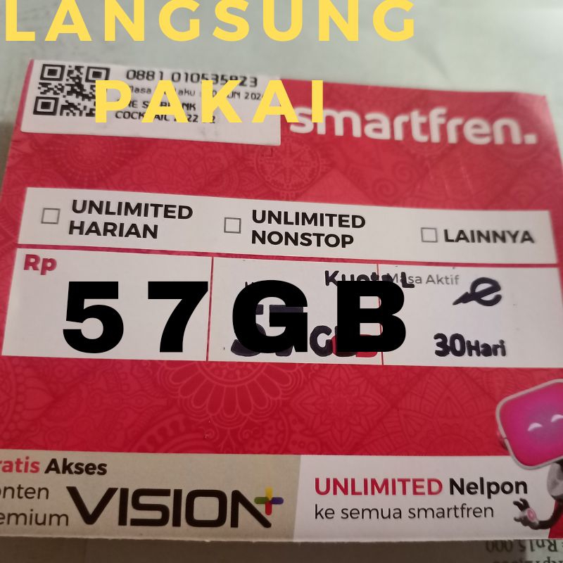Kartu perdana smartfren kuota 6Gb unlimited langsung pakai ke modem