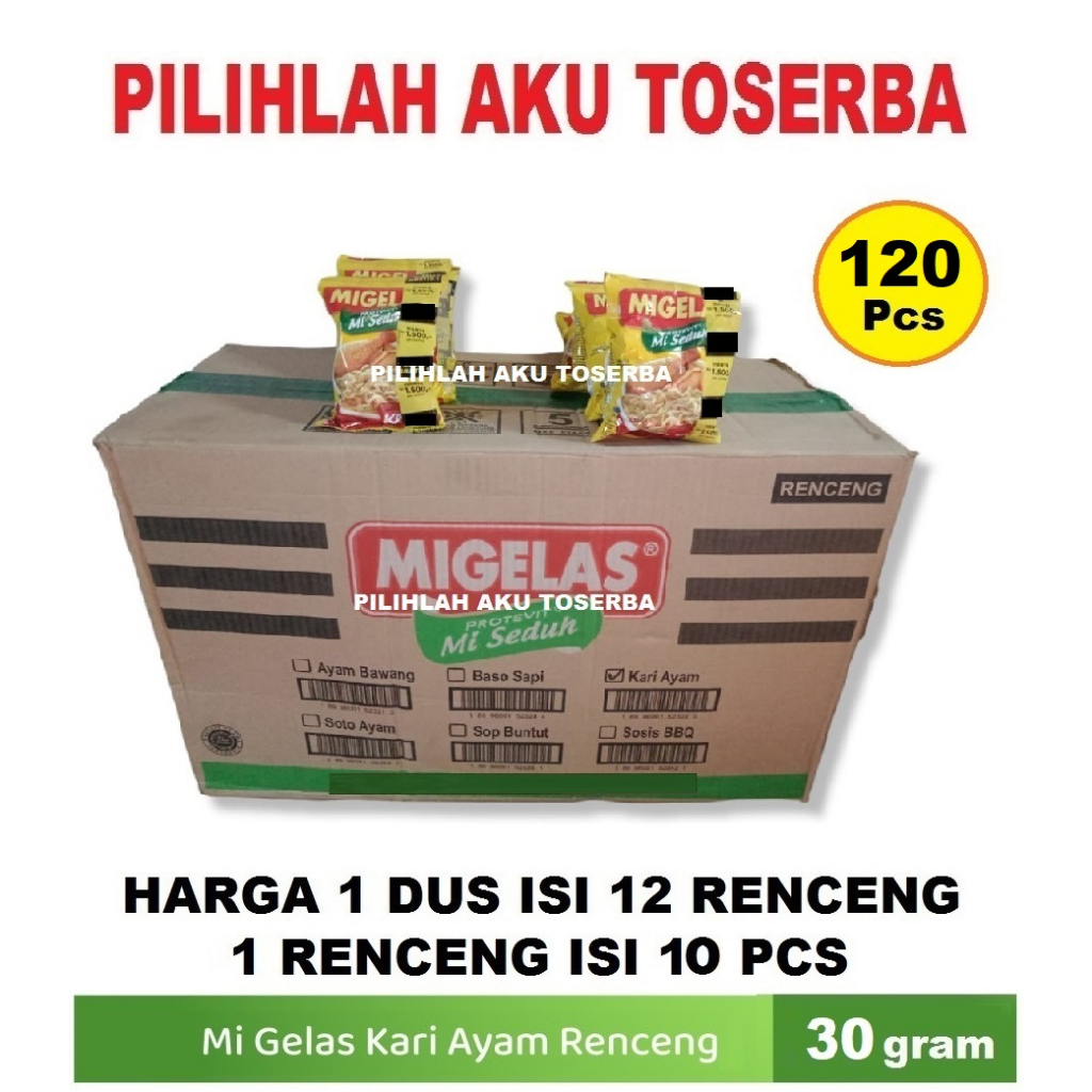 Mie Gelas Migelas Rasa Kari Ayam @30 Gr - (HARGA 1 DUS isi 12 Renceng)