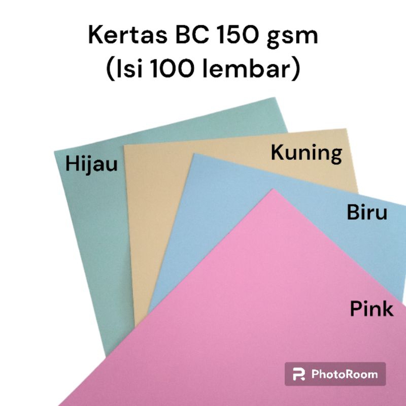 

Kertas BC Warna Ukuran F4/A4 150 gsm (Isi 100 lembar)