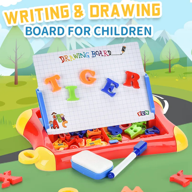 MAINAN EDUKASI PAPAN TULIS ABC MAGNET DRAWING BOARD MAGNETIC  LEARNING CASE 2 IN 1