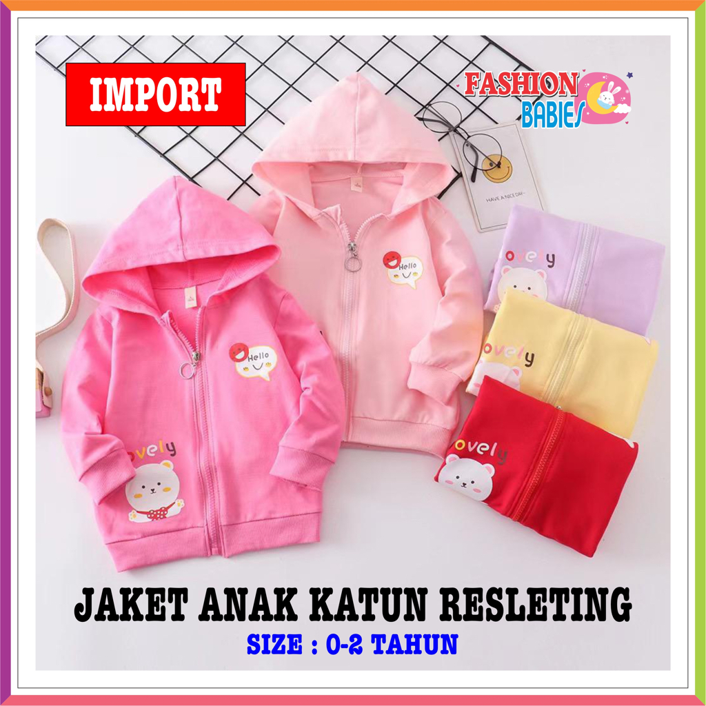 LS JAKET ANAK IMPORT | JAKET ANAK KATUN MURAH PEREMPUAN RESLETING 0-2 TH