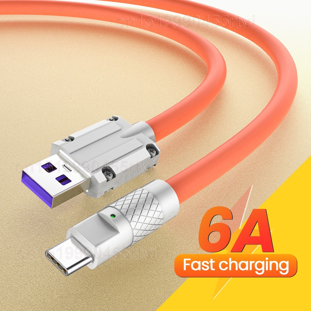 【CB025】SK 120W 6A Super Fast Charge Type C Micro IP Silikon Cair Pengisian Super Cepat/Kabel Data Micro USB Charger Untuk Android &amp; iPhone