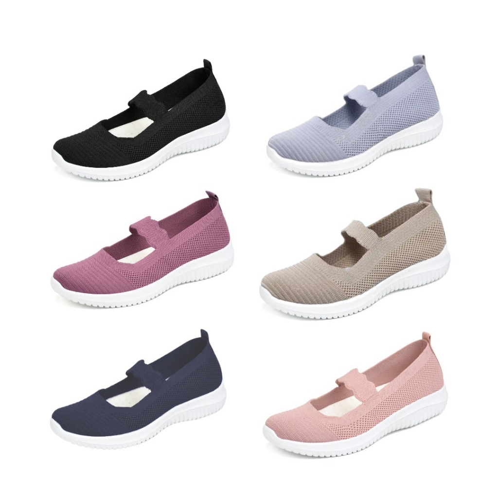 TOPGROSIR &quot;FREE BOX&quot; LV0143 Sepatu Slip On Wanita Sepatu Flyknit Wanita Sepatu Rajut Wanita Anti Slip Import Premium