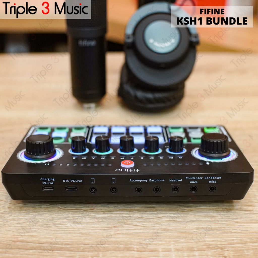 FIFINE KSH1 Live Streaming Bundle Mixers Soundcard | Paket Podcast