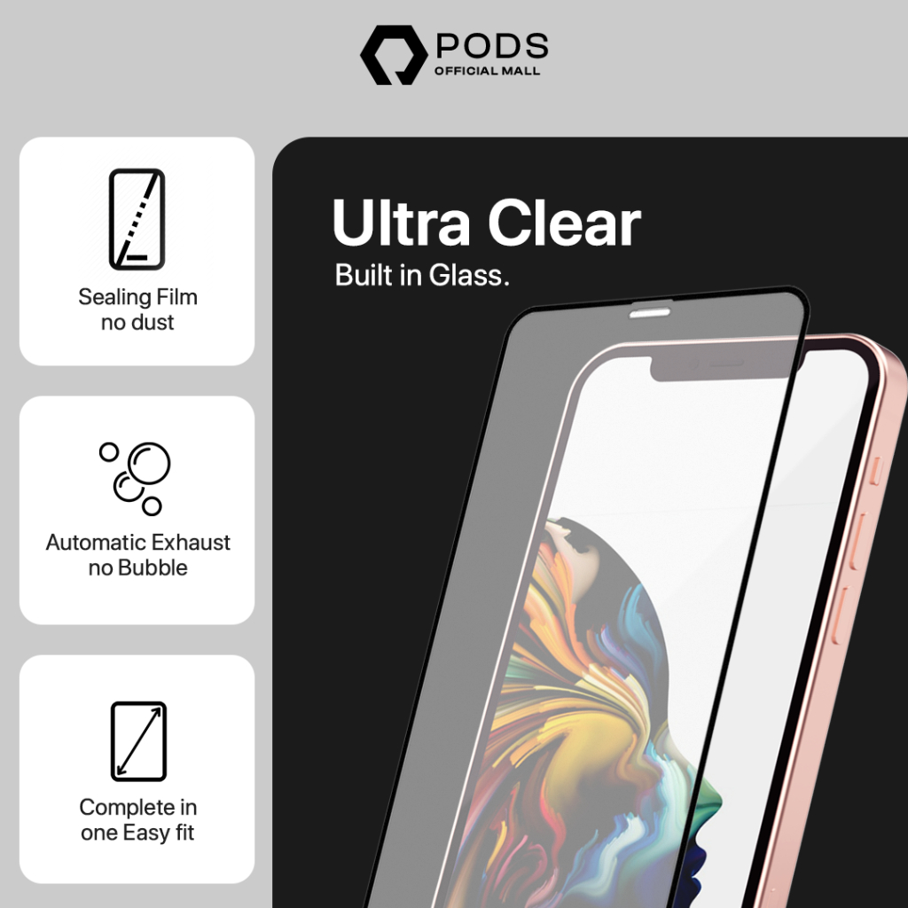 [TERMURAH!] Tempered Glass Axian x Pods Indonesia iPhone - X XR XS 11 12 13 14 Pro Max I Anti Gores &amp; Anti Spy I Screen Guard