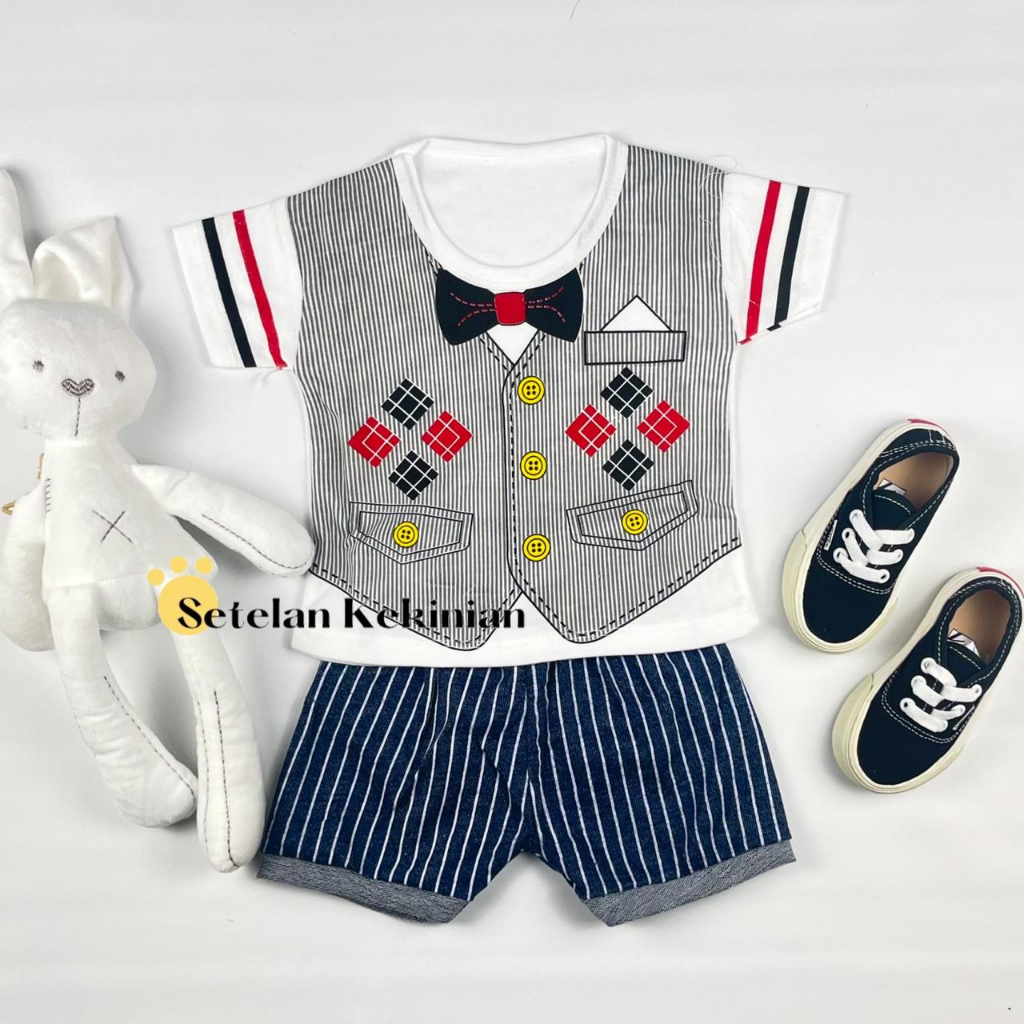 [ROMPI SERIES] Setelan Anak Laki Laki 0-1Tahun Set Baby Boy Newborn Kado Akikah Kaos Katun Lembut Murah Adem