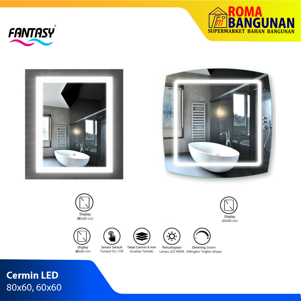 Fantasy Mirror LED Touch Screen Cermin Rias Cermin LED 60x80