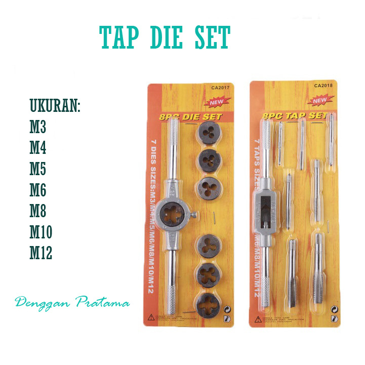 Hand Tap Die Set 8 Pcs Alat Pembuat Alur Drat Handtap