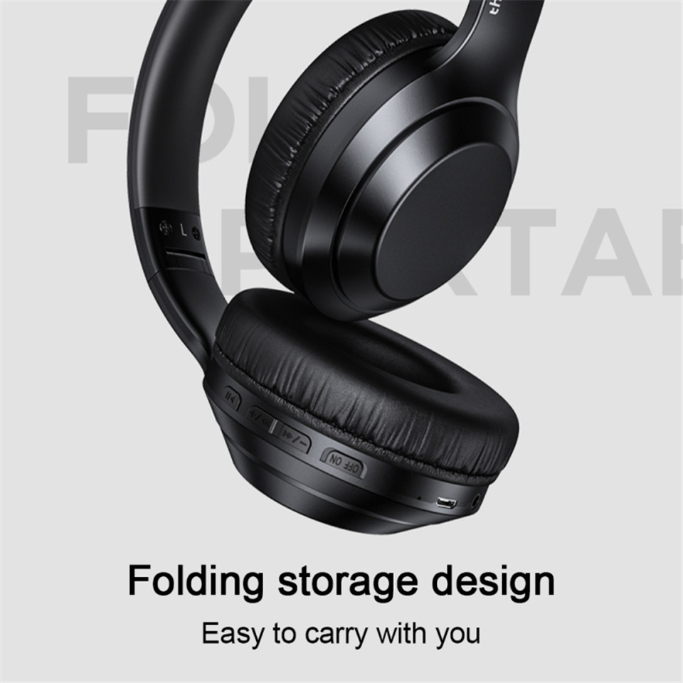 Headphone Headset Foldable Bluetooth 5.1 with Mic - TH10 - Black