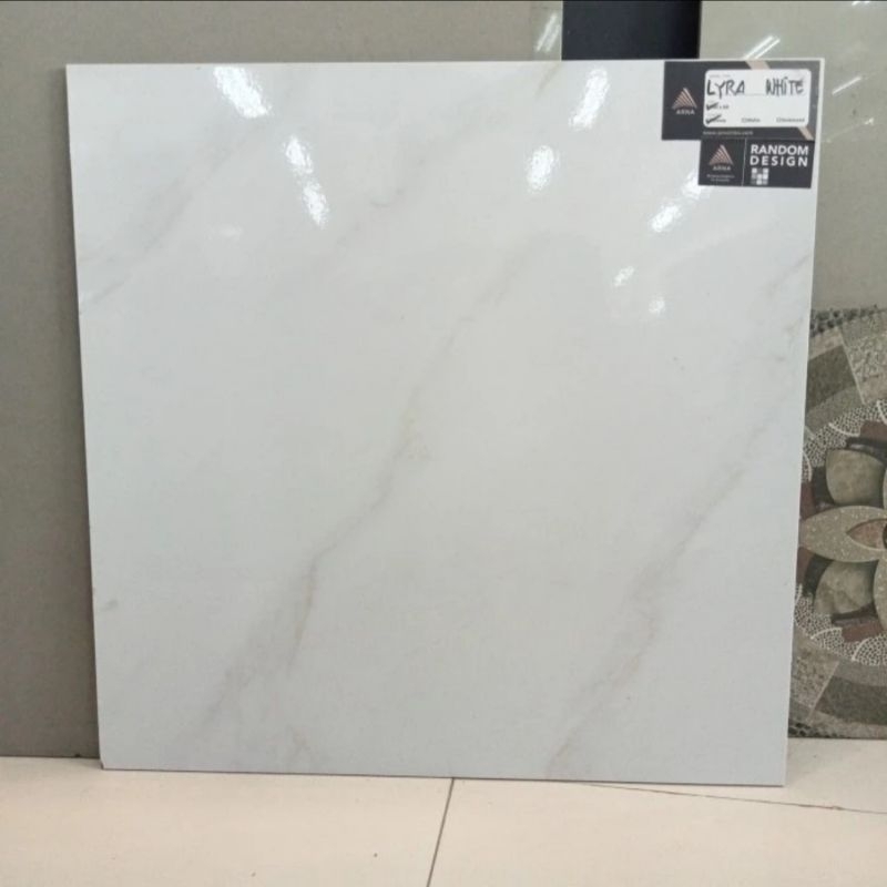 Granit Lantai 60x60 Kw Lokal Arna Lyra White Glossy