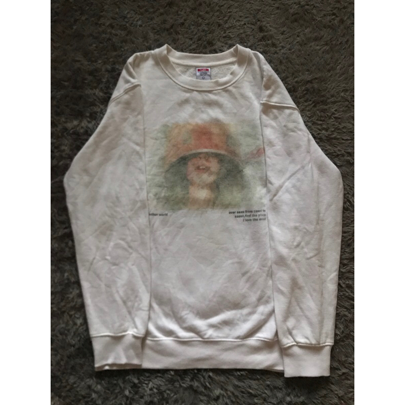 fluke crewneck putih sablon baju lengan panjang