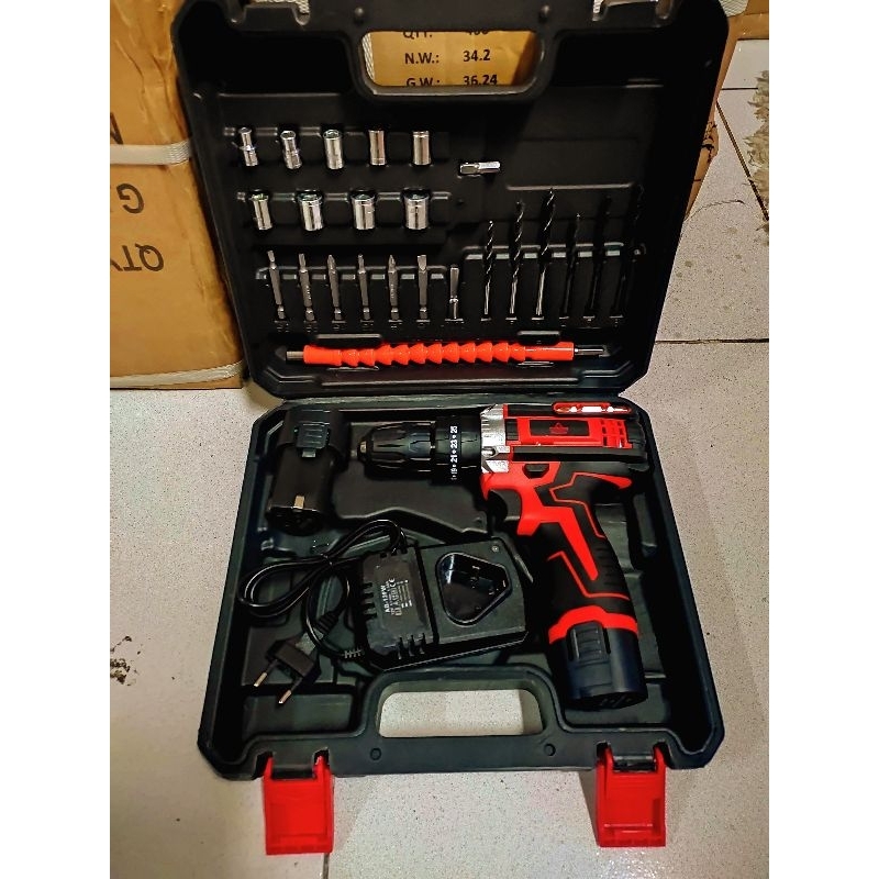 PROMO HARI INI!!! Mesin Bor Tangan Cordless Drill 12volt Bor Tanpa Kabel Bor Baterai 12volt dua batrai