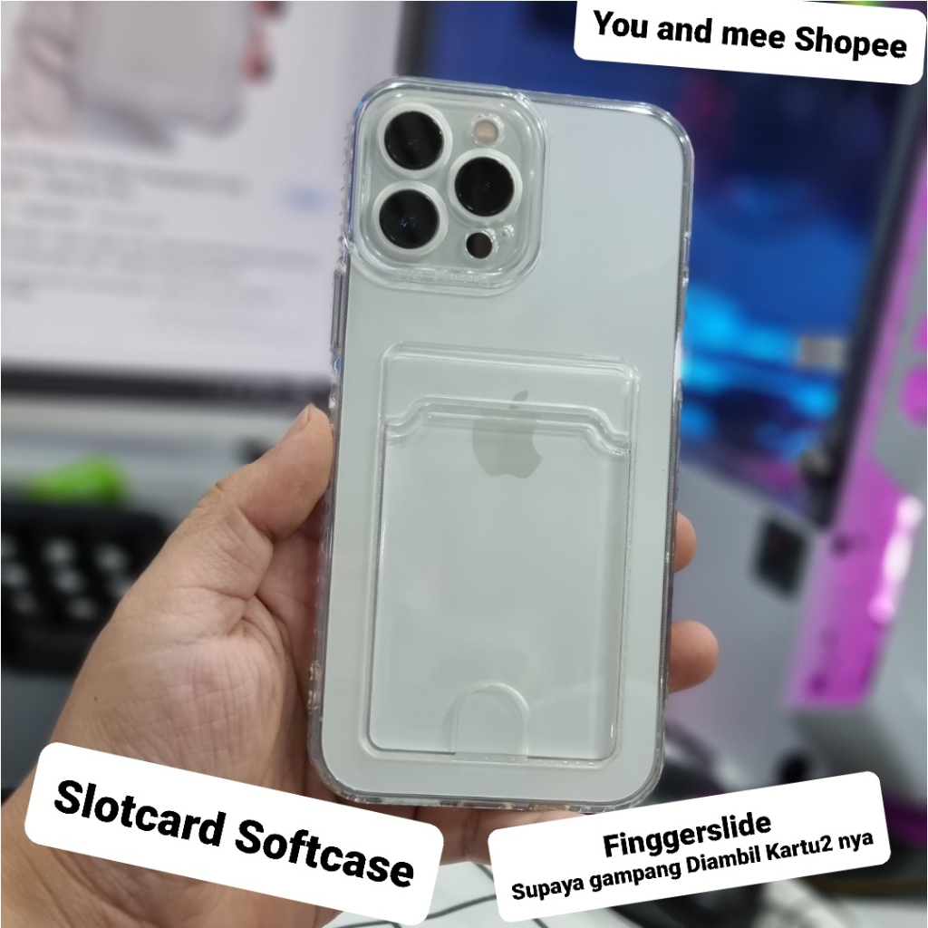 SLOTCARD Soft Case BENING OPPO A17 A17K A16 A16E A16K A15 A15s A12 A11K A11 A5-2020 A9 F11-Pro F1s-Selfie F9 Casing Slot Tempat Kartu CARD Softcase CLEAR Airbag Four Air bag Silicone Kondom Karet TPU Plastik Plastic warna Transparant Transparent 4G 5G E K