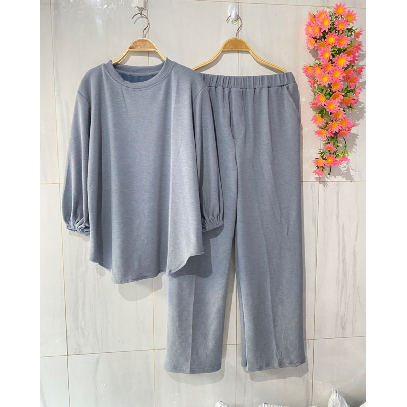 setcel kaos knit aster oversize setcel wanita setelan celana wanita kaos knit