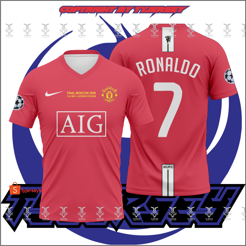 JERSEY MU FINAL MOSCOW RONALDO EDITION 2008 FULL PRINTING