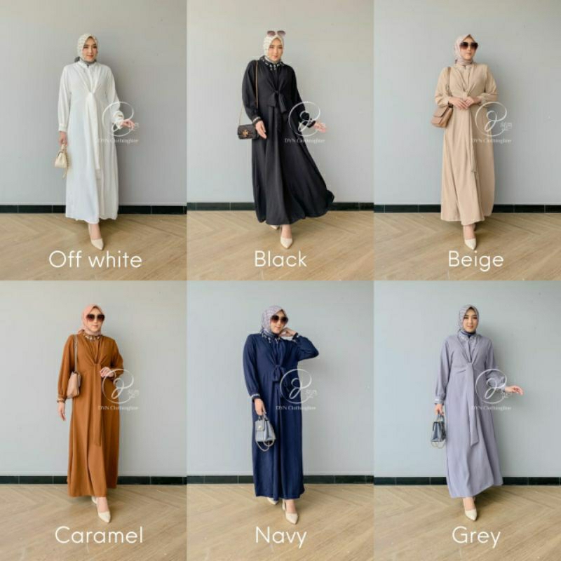 DYN Franda Dress Crinkle Gamis Kondangan Polos Kekinian