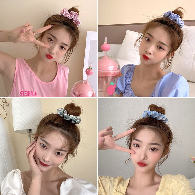 Scrunchies Series Ikat Rambut Kain Ponytail Warna Lucu Model Korea Aksesoris Rambut Wanita Sederhana Bulu-bulu atau Kain