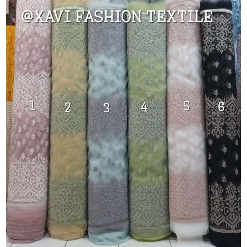 Kain Organza Embroidery Etnik Sumba || Harga Per Setengah Meter (50 cm)