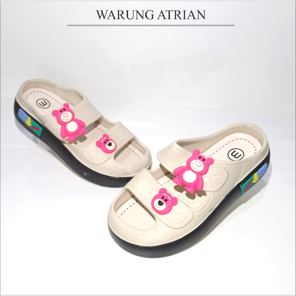 SENDAL IMPORT ANAK BAN DUA MOTIF BERUANG LIST PINGGIR BAN DUA / SENDAL IMPORT