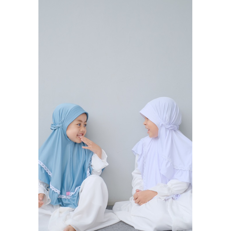 Ghayda Bergo Anak / bergo pad renda anak / kerudung renda / bergo jersey anak