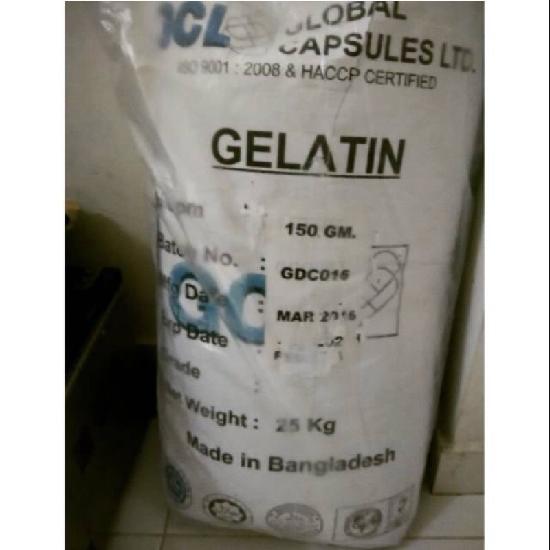 

Gelatine bloom 150 mesh 30 25kg , Global gelatine